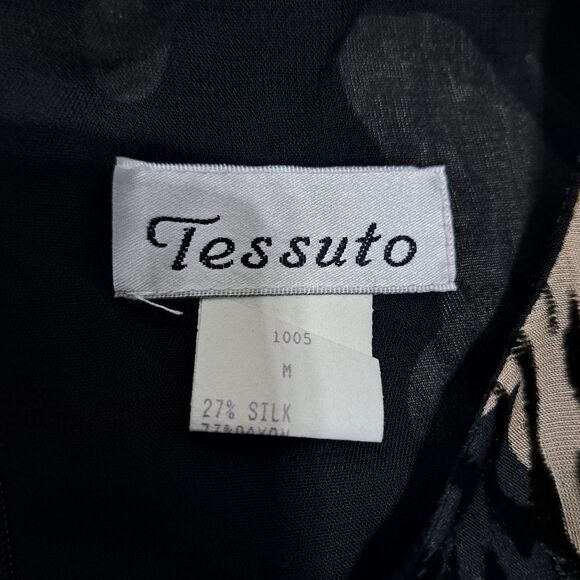 Vintage Tessuto Velvet Butterfly Print Silk Blend A Line Dress Size 8 Black/Mult - Picture 6 of 14